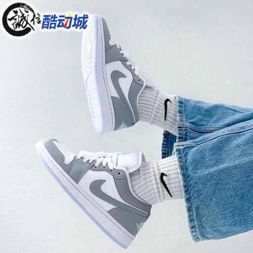 Nike耐克女鞋2024冬AJ1复古百搭冰蓝低帮篮球运动板鞋 DC0774-105