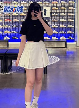 阿迪达斯三叶草女子夏新款刺绣LOGO经典运动短袖T恤JD1495 JD1490