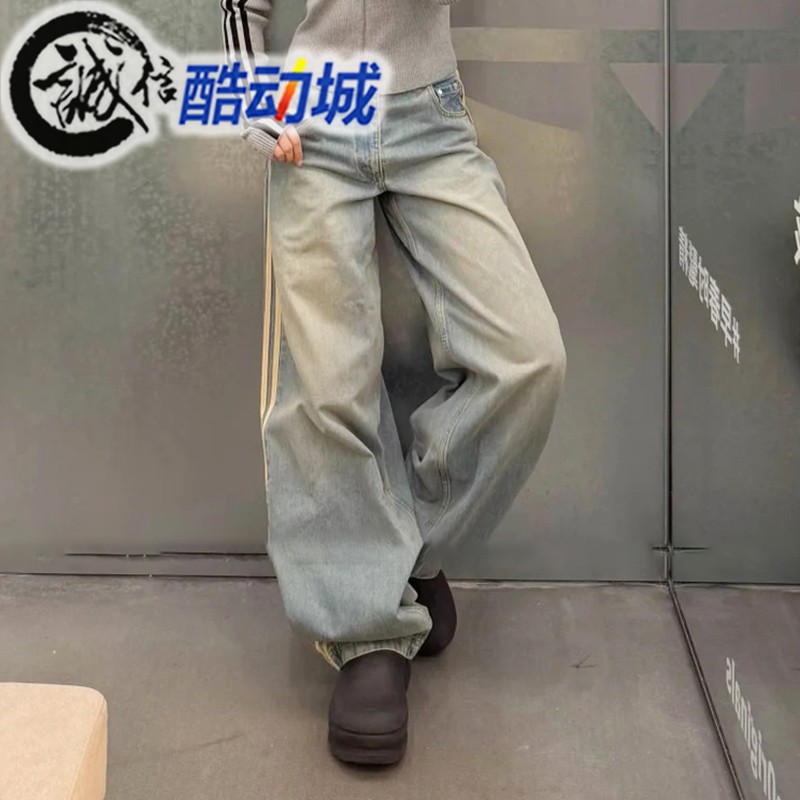 阿迪达斯三叶草女子运动牛仔裤
