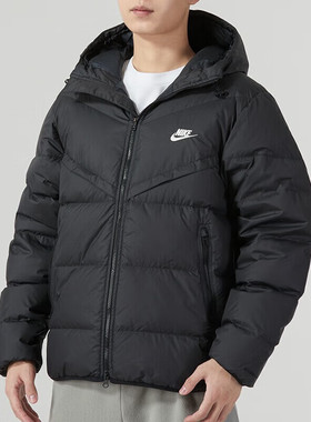 耐克男子2024冬款户外防风保暖连帽运动休闲羽绒服外套FB8178-010