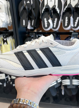 阿迪达斯女子2025新款网眼透气薄底运动休闲跑步鞋 JS3200 JS3199