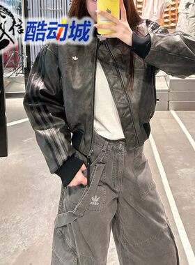 阿迪达斯三叶草女子秋季新款复古短款保暖运动棉服 KC2655 KC2656