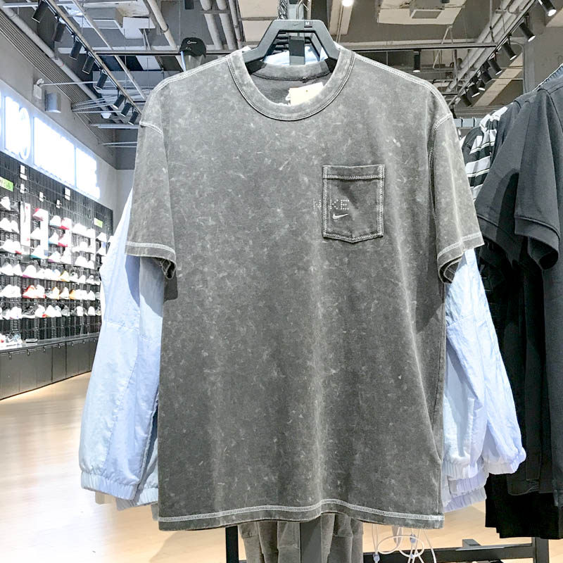 耐克男子2025夏季新款水洗做旧风运动休闲圆领短袖T恤 HJ0777-060