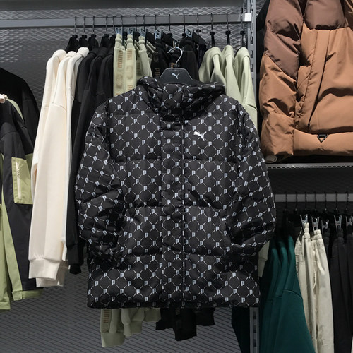 彪马羽绒服男女同款2025春季防风运动保暖休闲连帽外套 685319-51