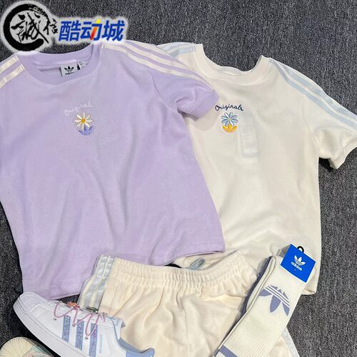 阿迪达斯三叶草女子运动针织短袖