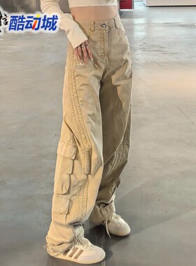 阿迪达斯三叶草男女裤多口袋工装复古水洗做旧长裤 KE0468 KE0467