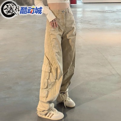 阿迪达斯三叶草男女裤多口袋工装复古水洗做旧长裤 KE0468 KE0467