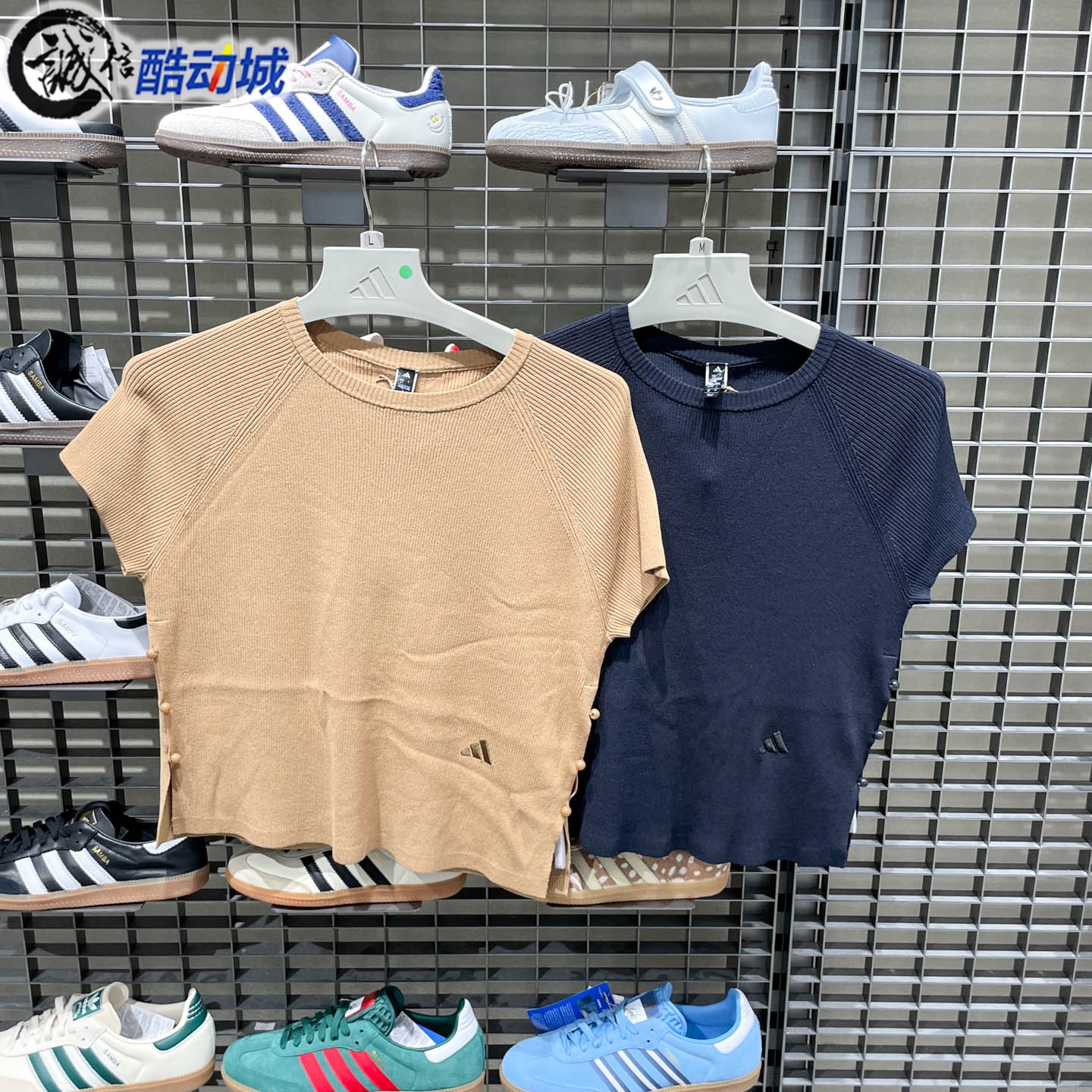 Adidas阿迪达斯女装2026秋新款简约短款针织短袖上衣LE3273LE3274
