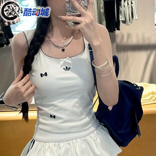 阿迪达斯三叶草玛丽猫联名款运动无袖方领修身背心 KC3102 KC3103