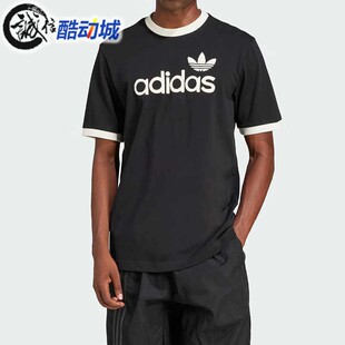 T恤JC8372 8371 复古纯棉透气圆领运动休闲短袖 阿迪达斯三叶草男装