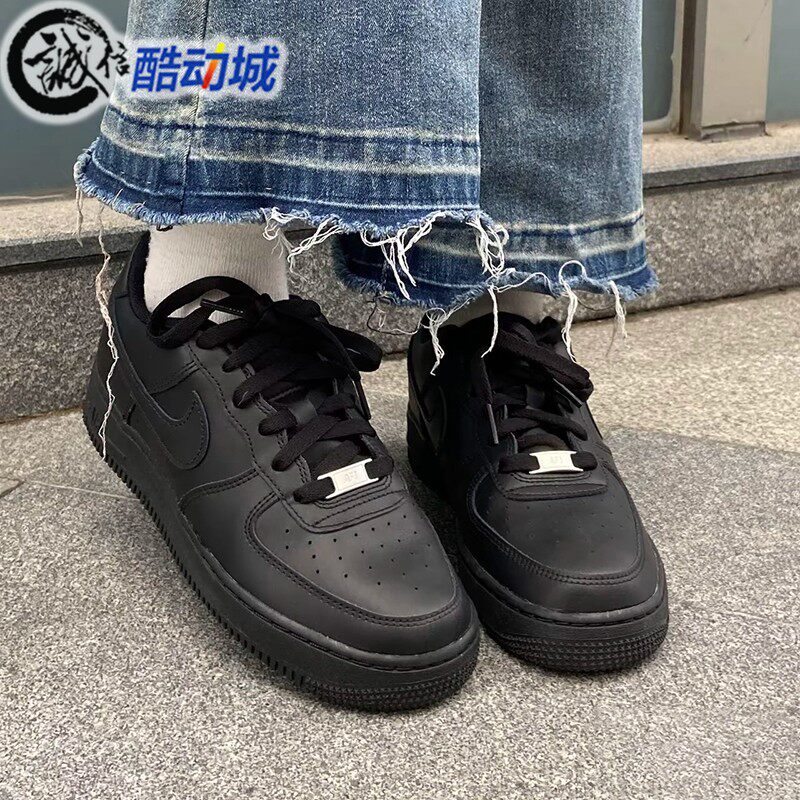 NIKE耐克大童鞋Air Force 1空军一号黑武士运动休闲鞋 FV5951-001