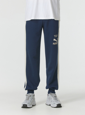 PUMA彪马男装2024秋新款针织透气跑步休闲运动束脚长裤 628095-14