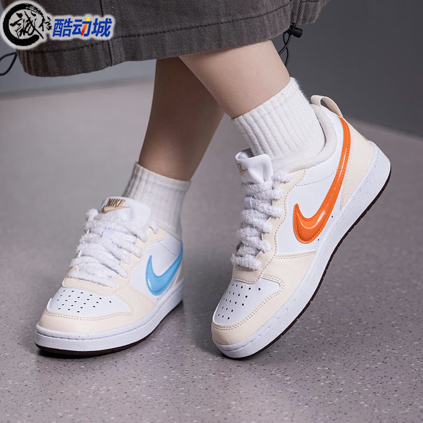 Nike耐克大童2026冬季新款COURT双色勾低帮运动休闲鞋 IZ6190-141