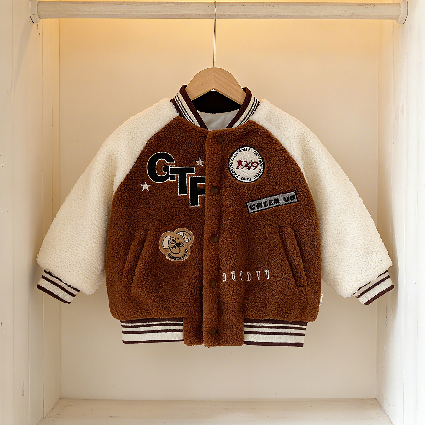 宝宝夹棉加厚抓绒外套