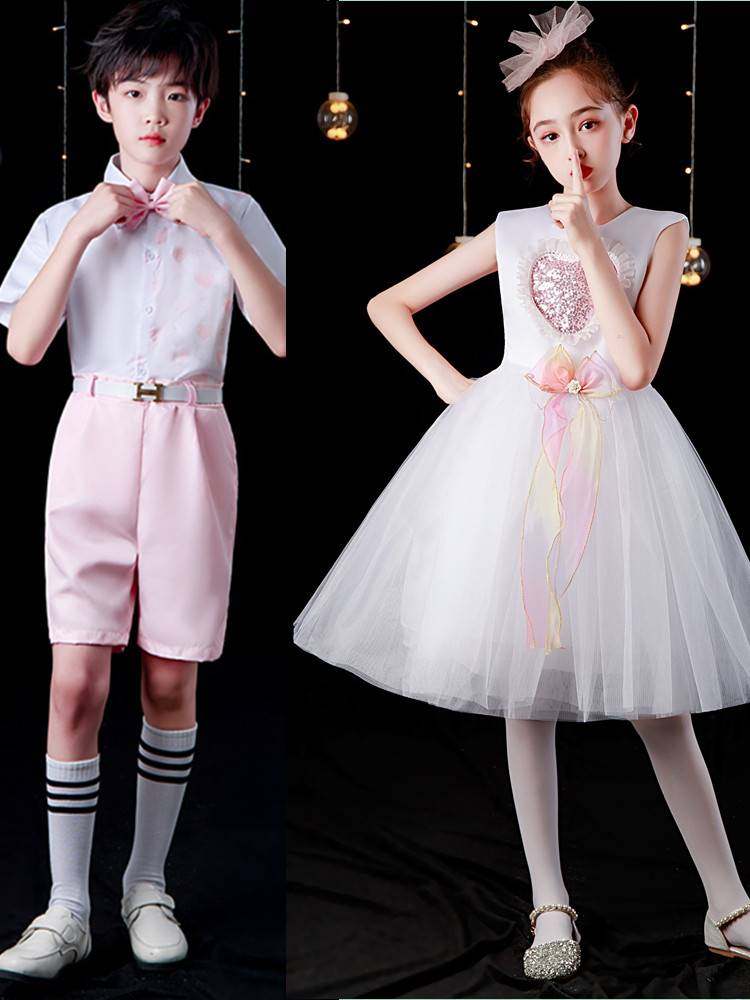 六一儿童演出公主裙蓬蓬裙男女童白色纱裙幼儿园舞蹈大合唱表演服