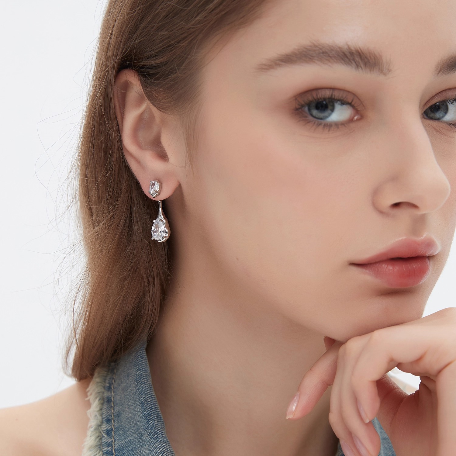 0度小众设计感气质水滴后挂耳环