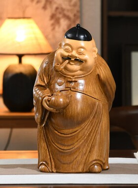 高端中式地主摆件古风人物雕塑创意书房茶桌面室内空间装饰品摆设