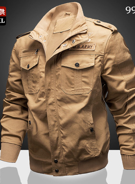 外贸wish2021秋季工装男式夹克休闲立领徽章刺绣大码外套男