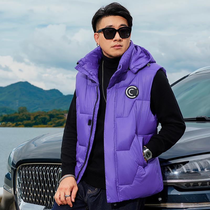 加肥加大连帽马甲肥佬