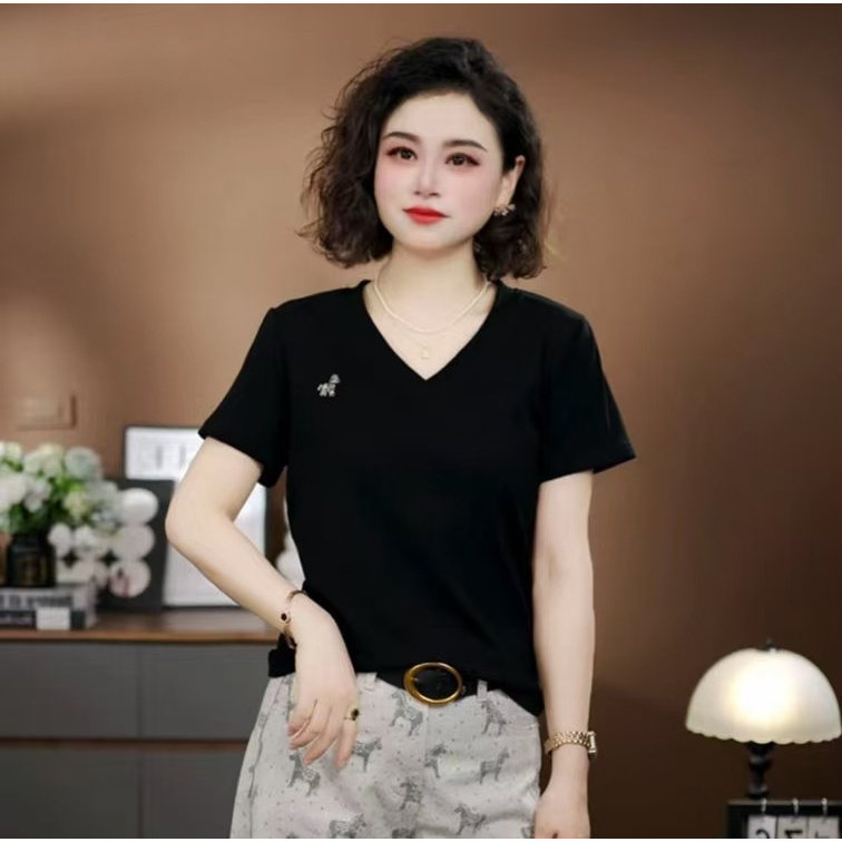 正品 2026短袖女士百搭t恤显瘦时尚百搭夏季洋气纯色短袖外穿