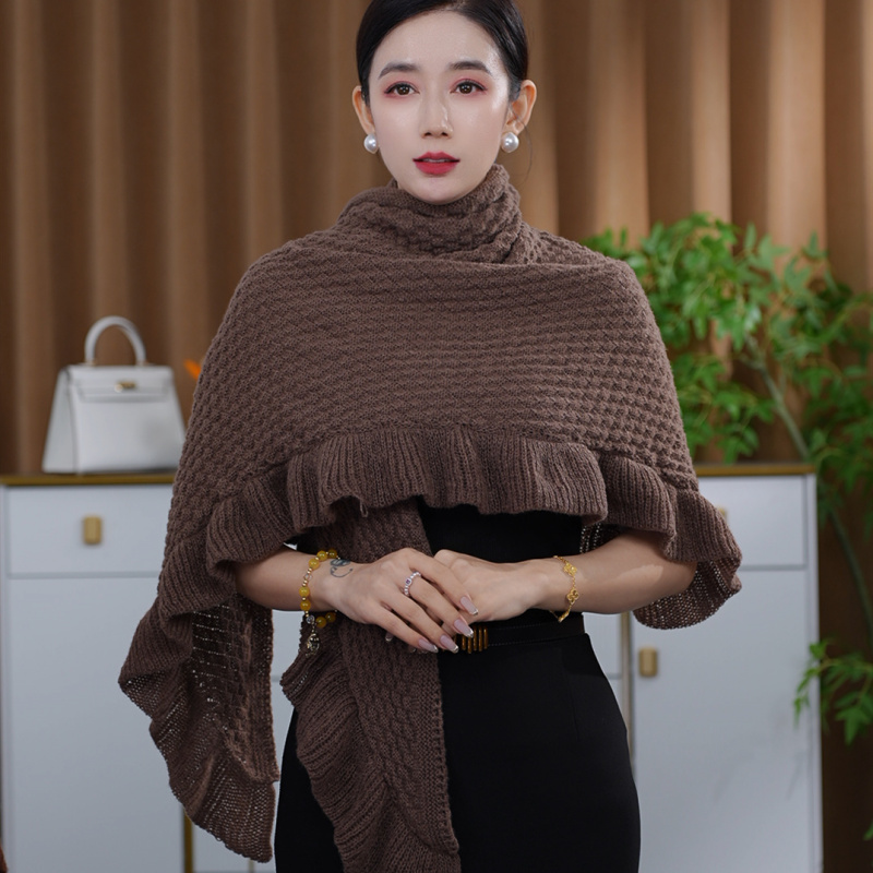 2024新款韩版针织百搭皮扣披肩