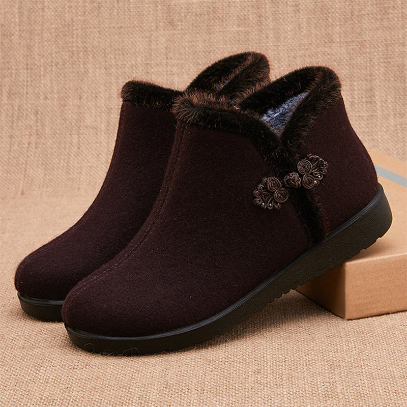 品牌冬季加厚保暖中老年妈妈鞋老北京布鞋女棉鞋平底防滑奶奶棉靴,女鞋,高帮鞋,淘宝优惠券,粉丝福利购,淘宝优惠卷