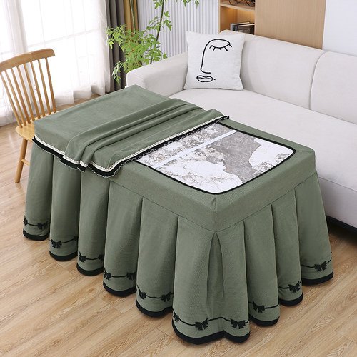 加绒加厚高端电炉罩套长方形取暖茶几罩烤火被烤火罩套暖炉套新款