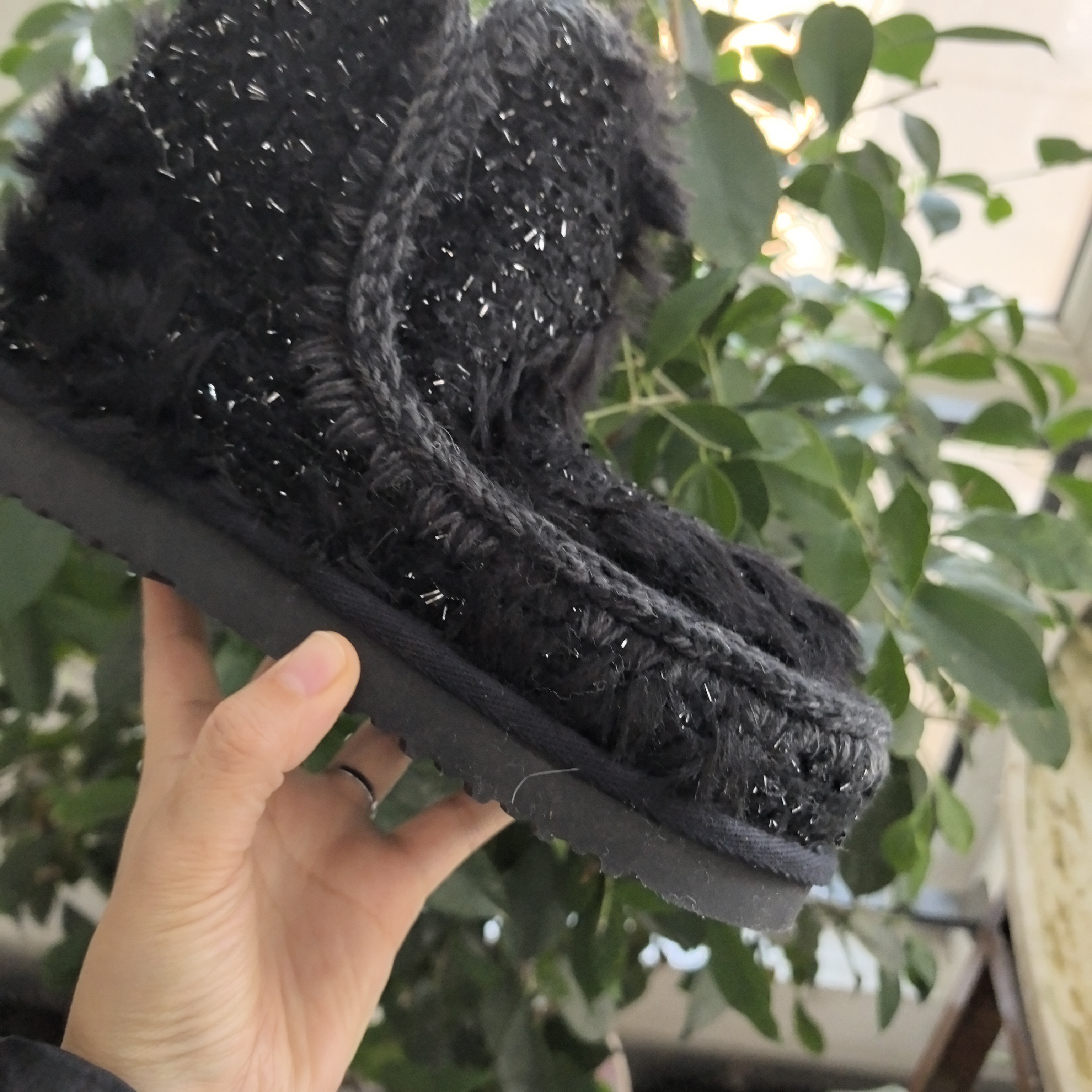 M小众毛毛宠系列纯色款羊皮毛一体雪地靴女卷毛黑色