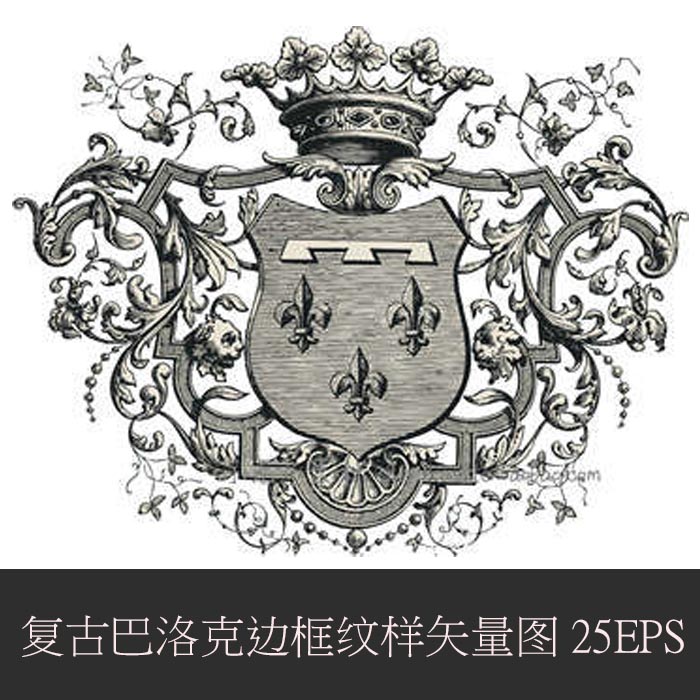 A0116矢量AI设计素材 复古欧式巴洛克洛可可风格边框镜框装饰纹样