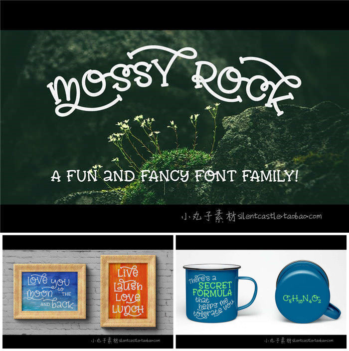 PS平面设计素材手写英文字体 Mossy Rock fun font family