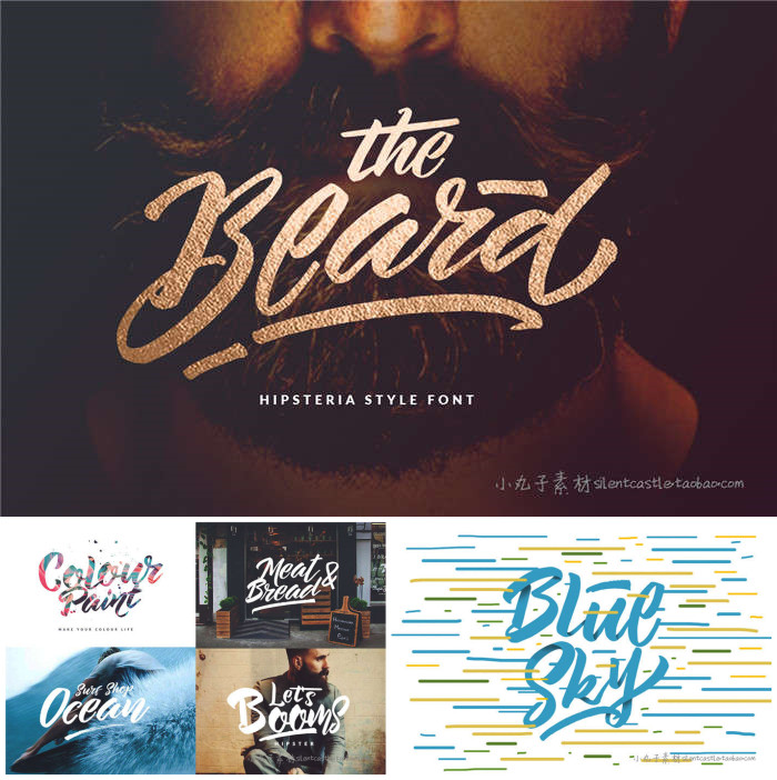 PS平面设计素材手写英文字体 The Beard - Branded Typeface