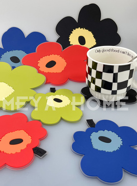 硅胶餐垫防烫隔热垫花朵耐高温餐桌装饰杯垫锅垫创意复古可爱