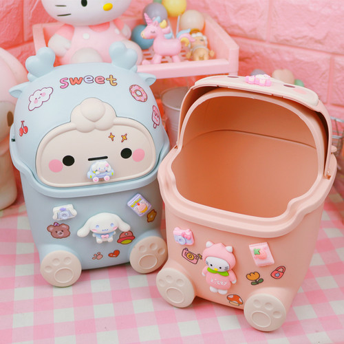 翻盖圆形桌面小号可爱垃圾桶