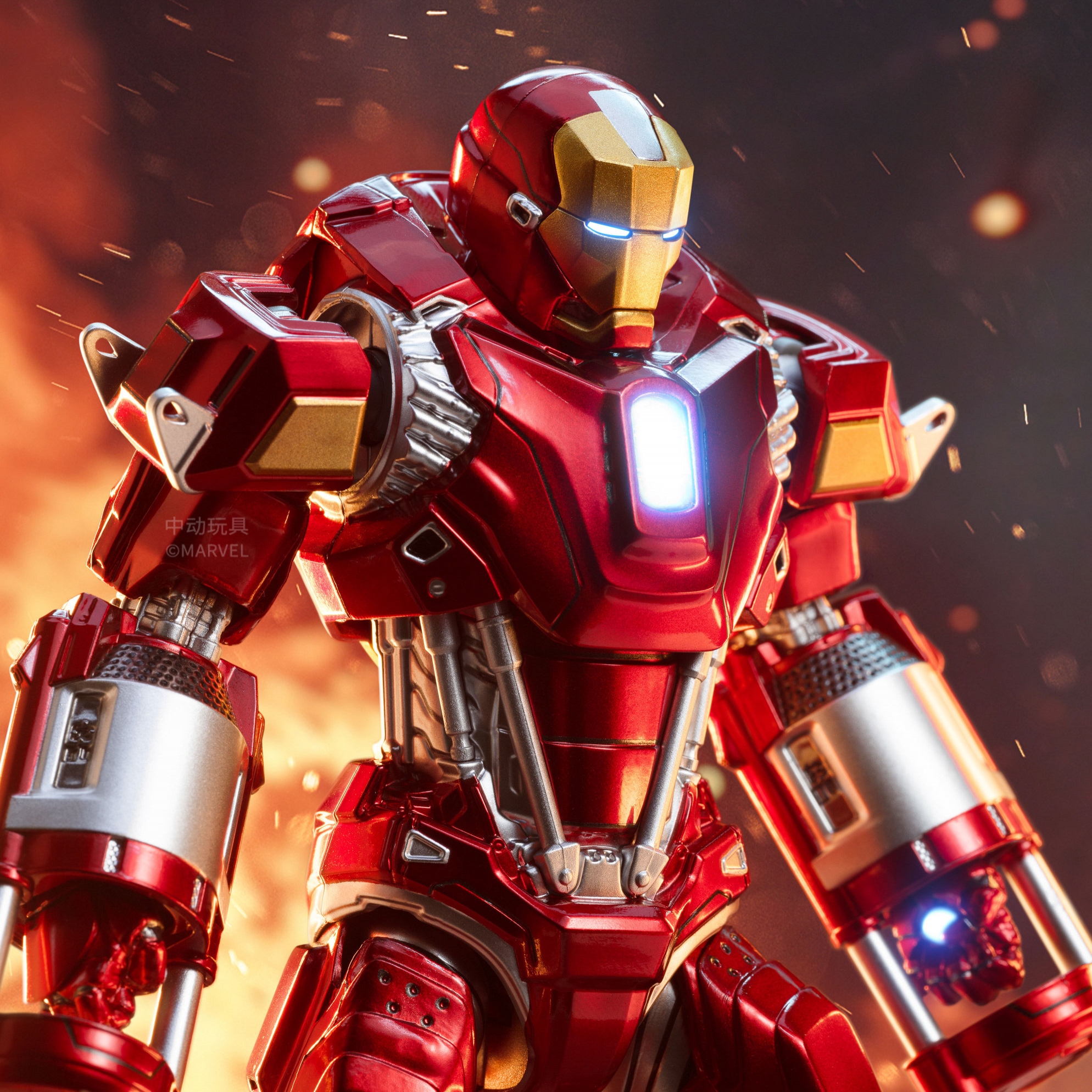 中动钢铁侠MK35红鲷鱼机械爪手办