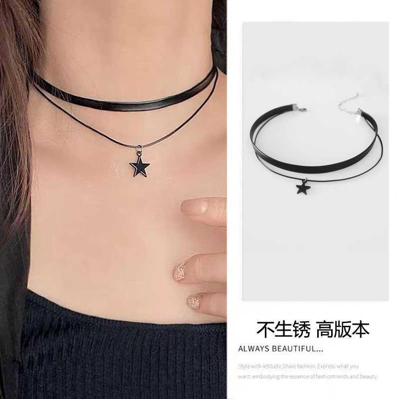 黑色星星钛钢choker锁骨链不掉色