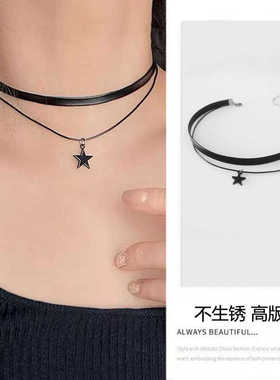 黑色星星钛钢choker锁骨链不掉色