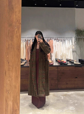 秋冬羊毛混纺红格纹风衣外套毛呢大衣女显瘦中长过膝呢子外套