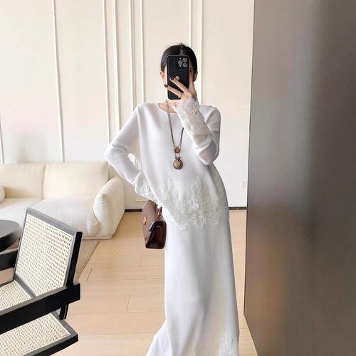 南油高端女装法式蕾丝拼接套装