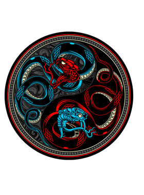 双蛇阴阳八卦邪气中式风格贴纸贴花#04009