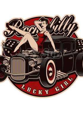 pin up lucky girl机车汽车反光镭射水晶胶立体贴#kx04