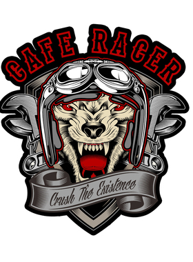 Cofe racer咖啡骑手豹头飞行复古头盔摩托车贴贴花#04051