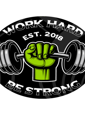 绿色力量之手哑铃健身WORK HARD肌肉摩托贴纸贴花#736