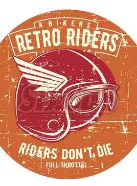 RETRO RIDES小翅膀头盔斑驳复古水晶胶车贴贴花23502#