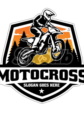 高赛滑胎越野MOTOCROSS摩托车队反光镭射水晶胶车贴#14102