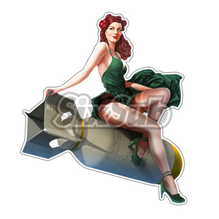 pin up girl飞弹摩托R1复古跑车车身贴镭射磁性贴纸#120903