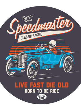 classic blue racing 复古HOTROD老爷车反光磁性车贴贴花#204005