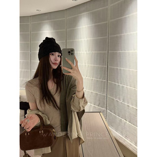 钱美西◆纺醋酸面膜裸感短袖T百搭显瘦气质小圆领短款T恤上衣女夏