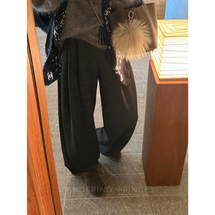 钱美西 醋酸天丝羊毛480g加厚垂感显瘦香蕉卫裤休闲通勤显瘦长裤