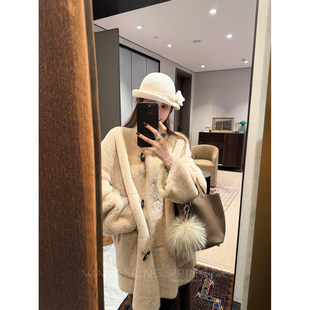 钱美西  西班牙进口美利奴100皮毛一体 廓版时尚皮草立领外套女