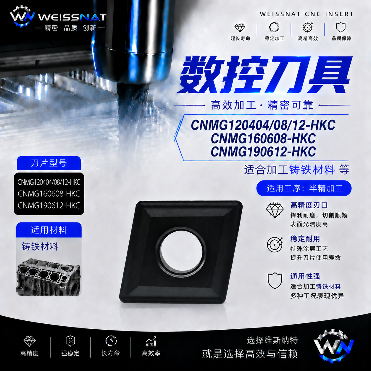 CNMG120404/120408 CNMG160608 CNMG190612-HKC-TK9110 9115 铸铁